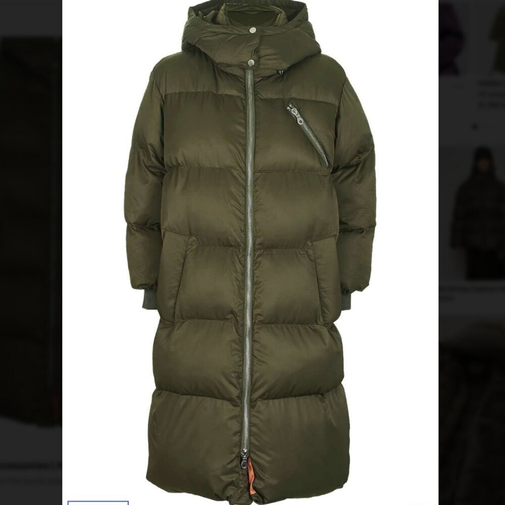 TOPSHOP BOUTIQUE ULTRA PUFFY OLIVE GREEN PARKA JACKET SIZE 2 / SMALL $189
